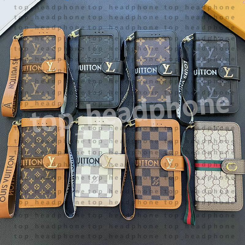 Leather Flip Wallet Phone Case Designer iPhone Case for Apple iPhone 17 Pro Max 14 Plus 13 12 14 pro max Samsung Galaxy s26 s25 Ultra Brand Luxury Card Slot Mobile Cover