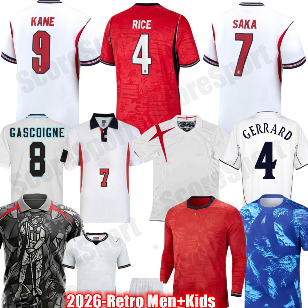 England Kit 26 27 Palace Football Shirt 2026 Fans Player version 5XL Soccer Jerseys KANE SAKA RICE PALMER World Cup GASCOIGNE Retro 1990 96 98 02 04 06 Long sleeve Top