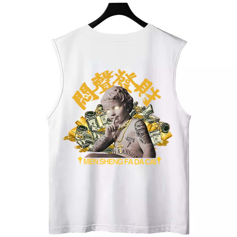 Summer Men's American Trendy Letter Tank Tops | Plus Size Couple Style Loose Casual Sleeveless Tees