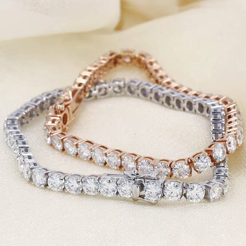 14k Gold Brilliant Round Shape Moissanite Tennis Chain 3MM Bracelet Elegant Round Tennis Chain 3MM Bracelet