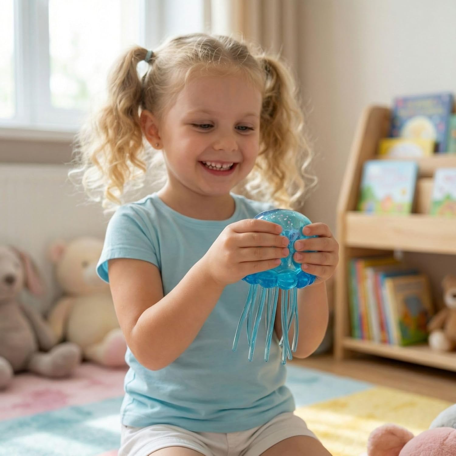 Wholesale bulk ready to ship hot selling samll and large size soft squeeze decompression Jelly fish squishy Squeeze Stress Ball