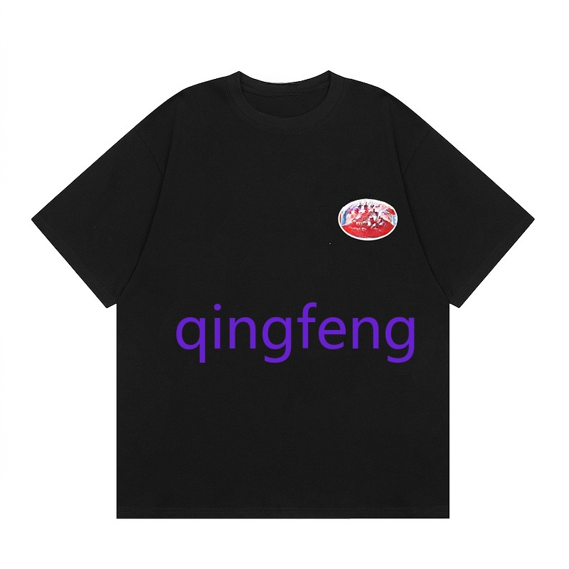 Summer men's trendy white cotton T-shirt with sailboat and coastal patterns, men's street style short sleeved round neck T-shirt