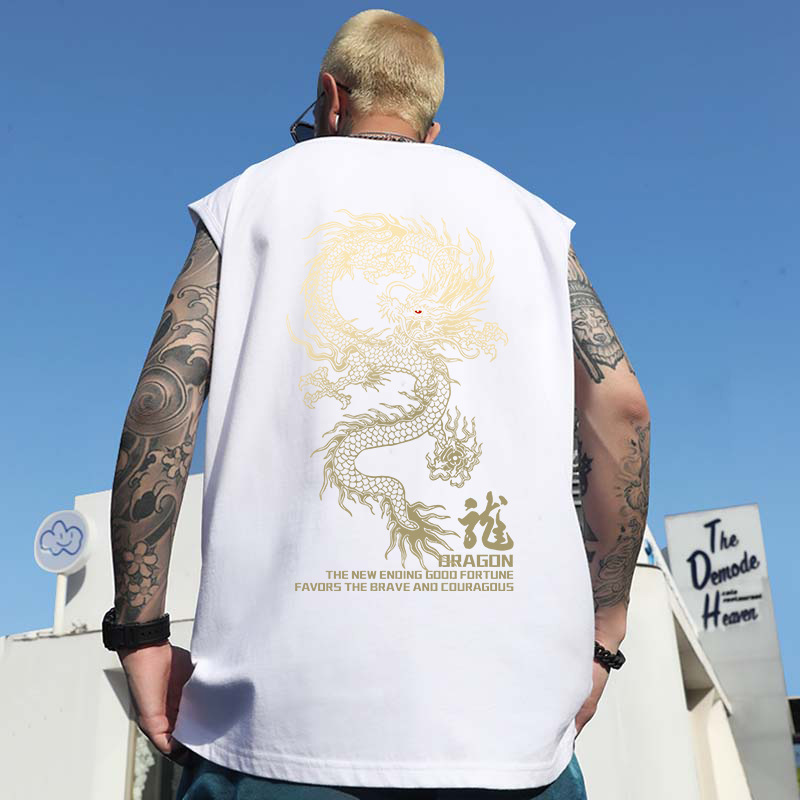 2024 Summer Men's Chinese Trend Tank Tops | Stretch Oversized Up to 300 Lbs Big & Tall Gym Athletic Loose Sleeveless Tees