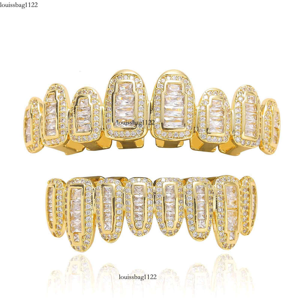 New Jewelry Accessories Eight-Tooth Grillz with Micro-Inlaid VVS Moissanite Gold Fangs Trendy Hip Hop Jewelry