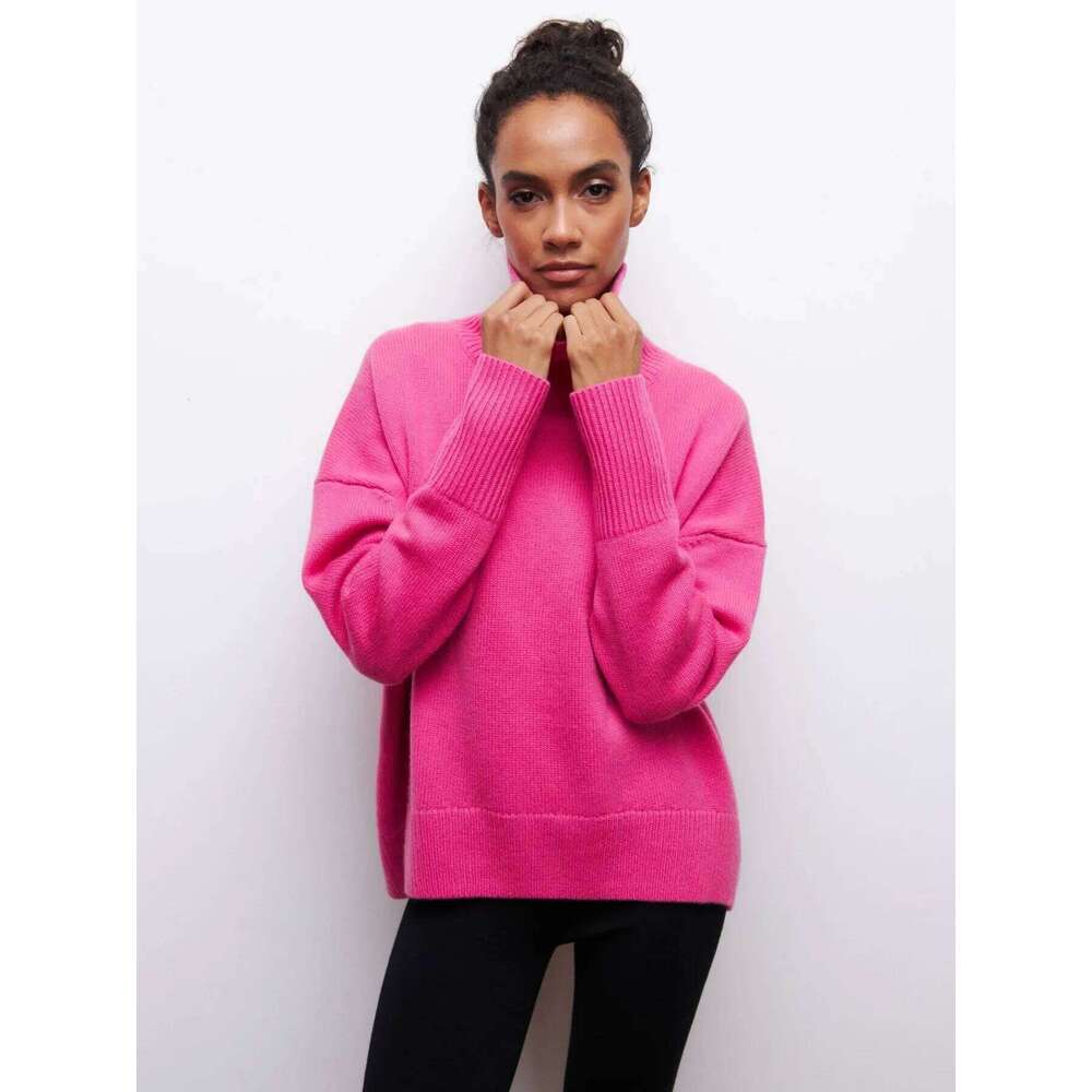 Autumn Women Turtleneck Sweater Oversized Elegant Thick Pullover Black Knitted Spring Female Jumper Long Sleeve Sweaters MAKOUFEI