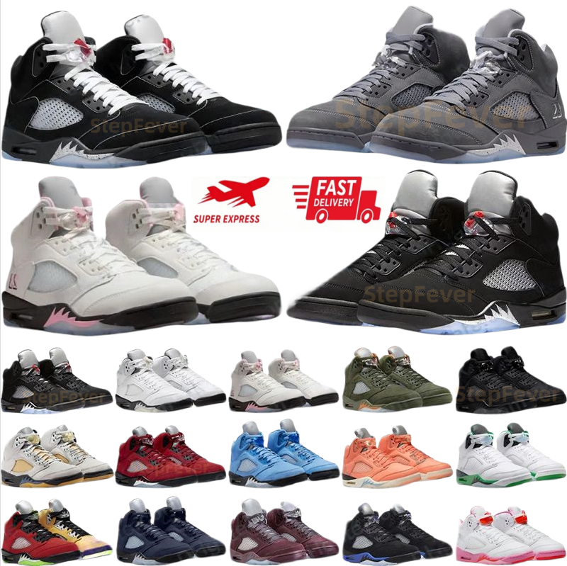 5 Mens Basketball Shoes 5s Wolf Grey Black Metallic Cat Nvay Georgetown Aqua UNC Concord Racer Blue Raging Bull Fire Red Sail Burgundy Off Noir