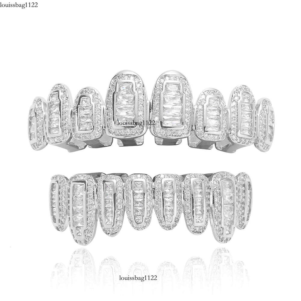 New Jewelry Accessories Eight-Tooth Grillz with Micro-Inlaid VVS Moissanite Gold Fangs Trendy Hip Hop Jewelry