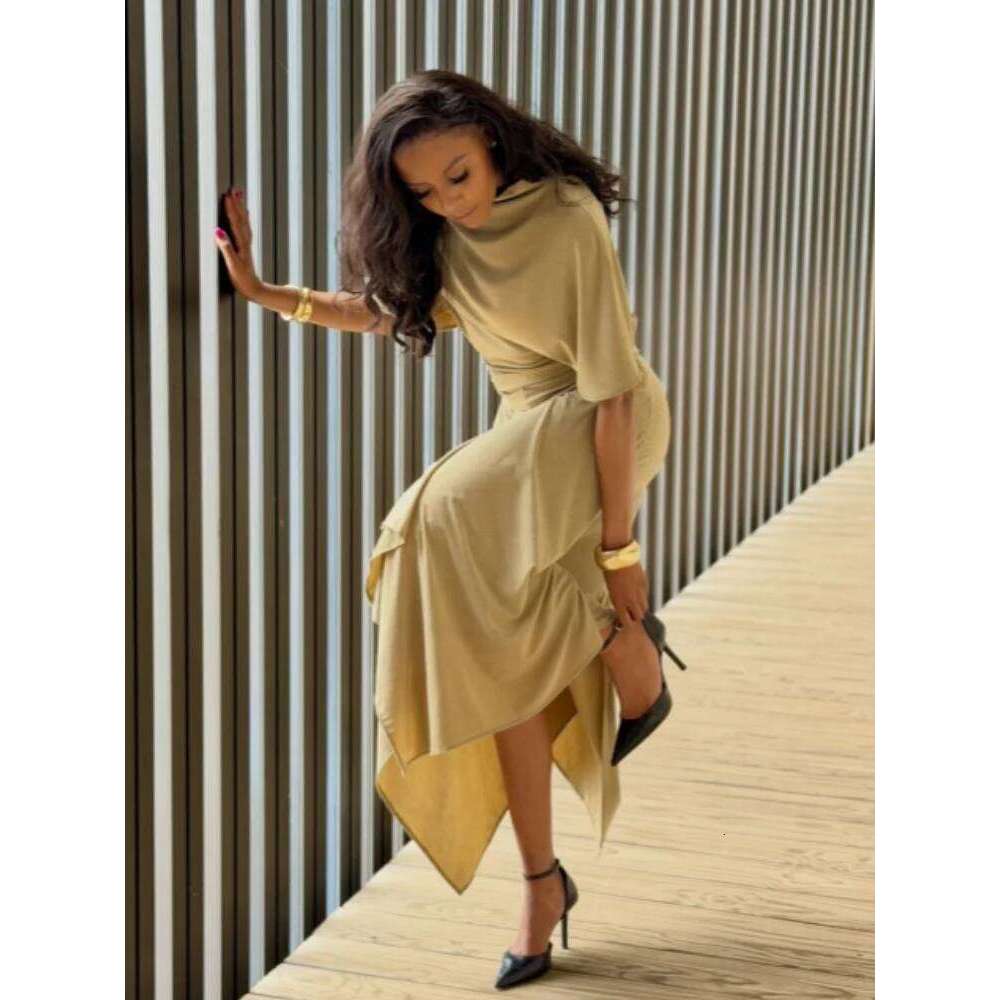 Elegant Irregular Hem Skirt Set Women Half Sleeve High Collar Slim Top Loose Long Skirts Spring Casual Chic Lady Outfits MAKOUFEI