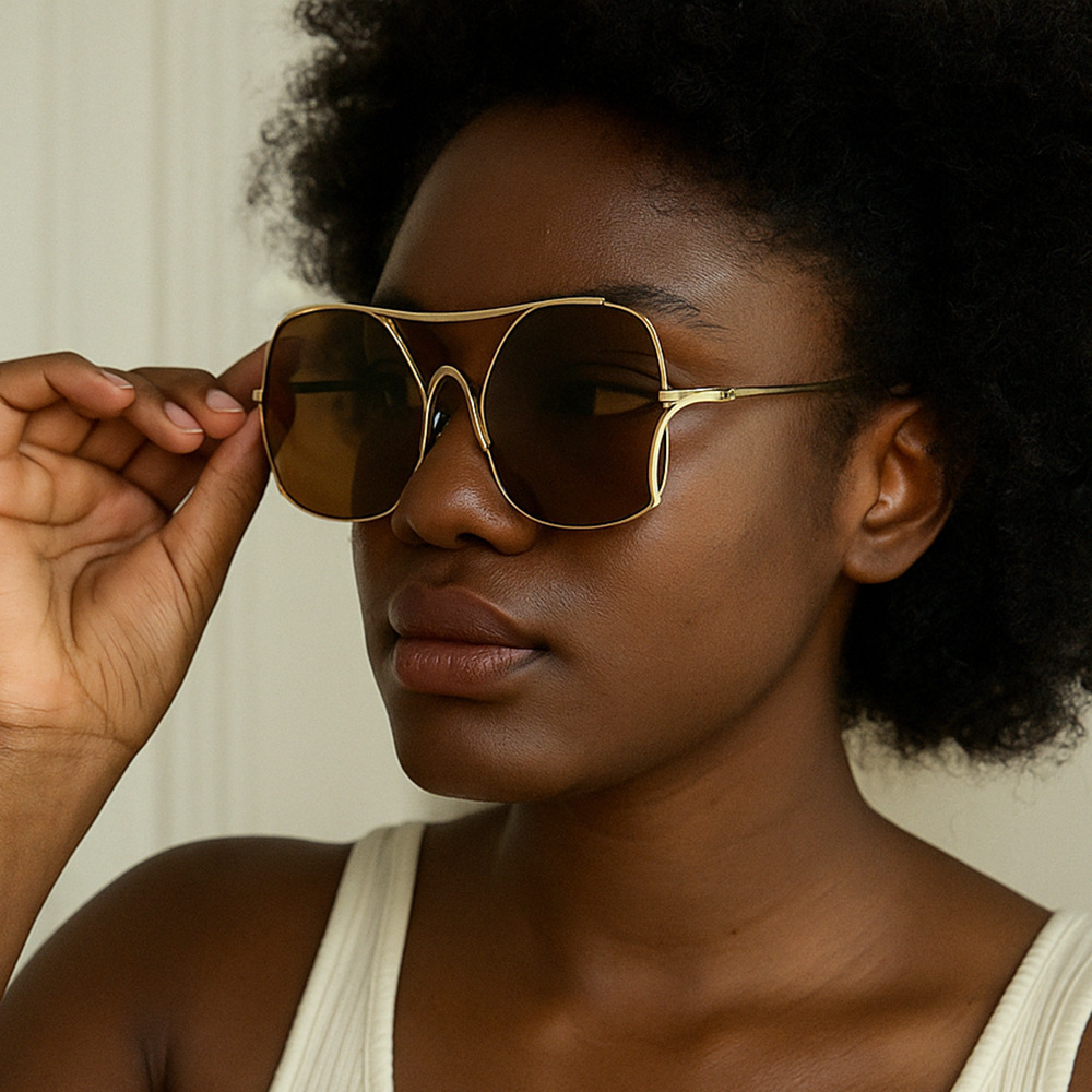 New Style Large Frame Personality High-end Fashion Trend Versatile Internet Celebrity Women's Sunglasses - view 3
