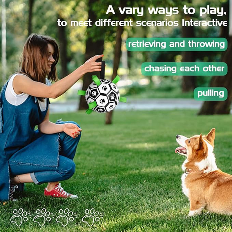 World Cup Dog Toys Soccer Ball with Straps Interactive Dog Toys for Tug of War Puppy Birthday Gifts Dog Water Toy Pet Tug Toy Durable Pet Balls for Sm