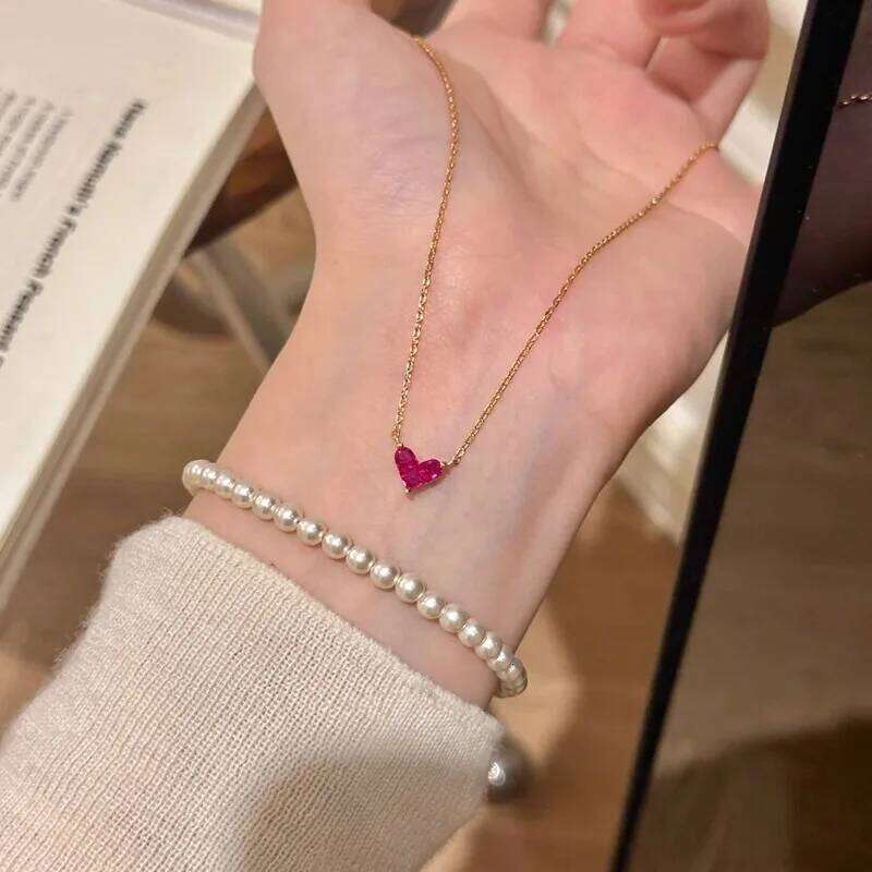 Jewelry Set Necklace Zircon Heart Design For Women Luxury Designer 14K Gold Plated Hypoallergenic Stainless Steel Stainless Steel Wedding Anniversary 