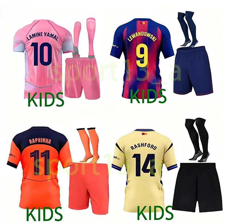 2025 2026 football shirt kids LAMINE YAMAL football kits soccer jerseys black 25 26 27 barcelonas Lamine Yamal kids football jersey shirts socks for Ages