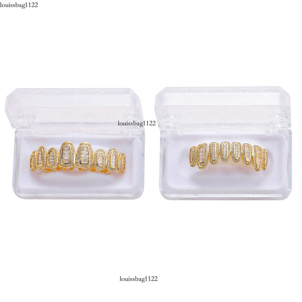 New Jewelry Accessories Eight-Tooth Grillz with Micro-Inlaid VVS Moissanite Gold Fangs Trendy Hip Hop Jewelry