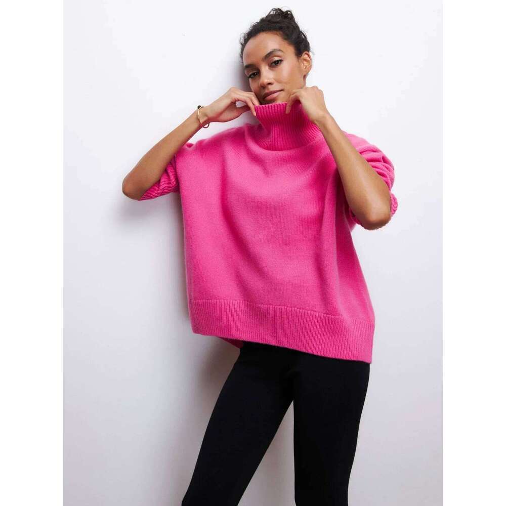 Autumn Women Turtleneck Sweater Oversized Elegant Thick Pullover Black Knitted Spring Female Jumper Long Sleeve Sweaters MAKOUFEI