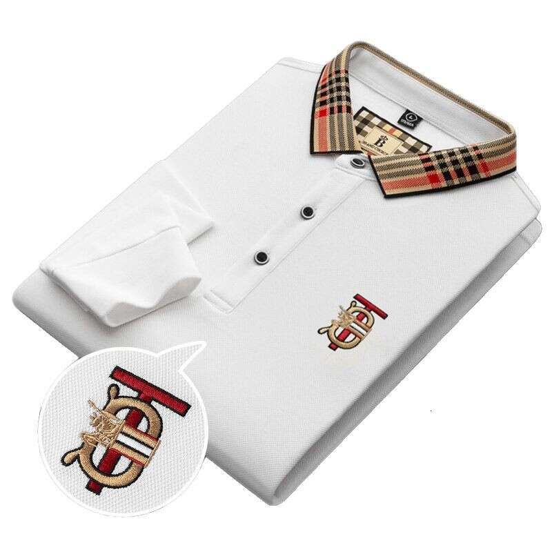 Clothing 2026 New Men Autumn Solid Color Embroidered Long Sleeve T-Shirt Daily Casual Slim Fit Business Men's Polo Shirt A
