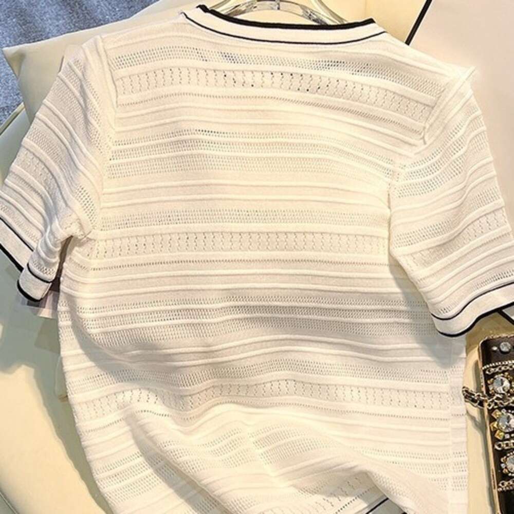New Style Three Dimensional Floral Knit Short Sleeve T Shirt Women Summer Thin Design Ice Silk Top For Plus Size Ladies - view 6
