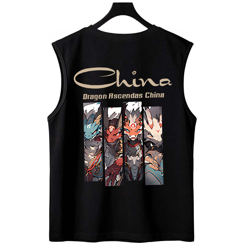 2026 Summer Men's Trendy Bear Print Tank Tops | Hong Kong Style Oversized Big & Tall Loose Couples Athletic Sleeveless Tees