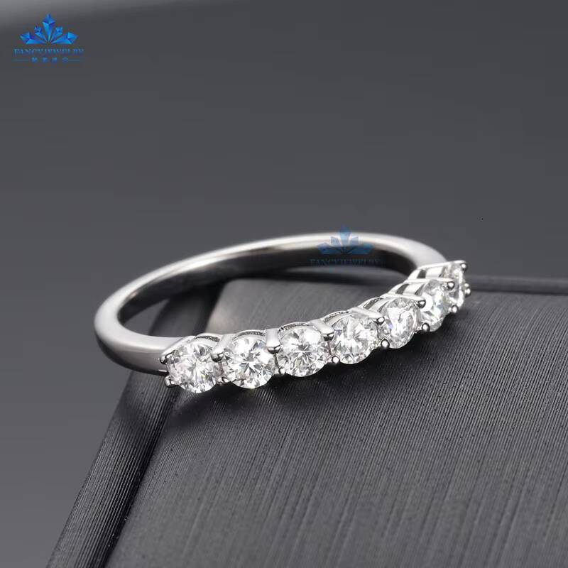 Pass Diamond Test Moissanite Half Eternity Finger Ring 100 Real S925 Silver 7pcs 3mm Moissanite Cheap Gemstones Rings Women