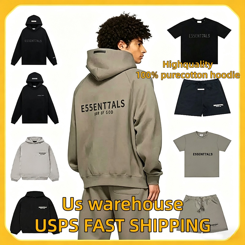eessntal hoodie shorts designer shirt mens designer clothes mens t shirt mens shorts High Street Streetwear Hooded Sweatshirt Couples Formal Events Daily Outfit