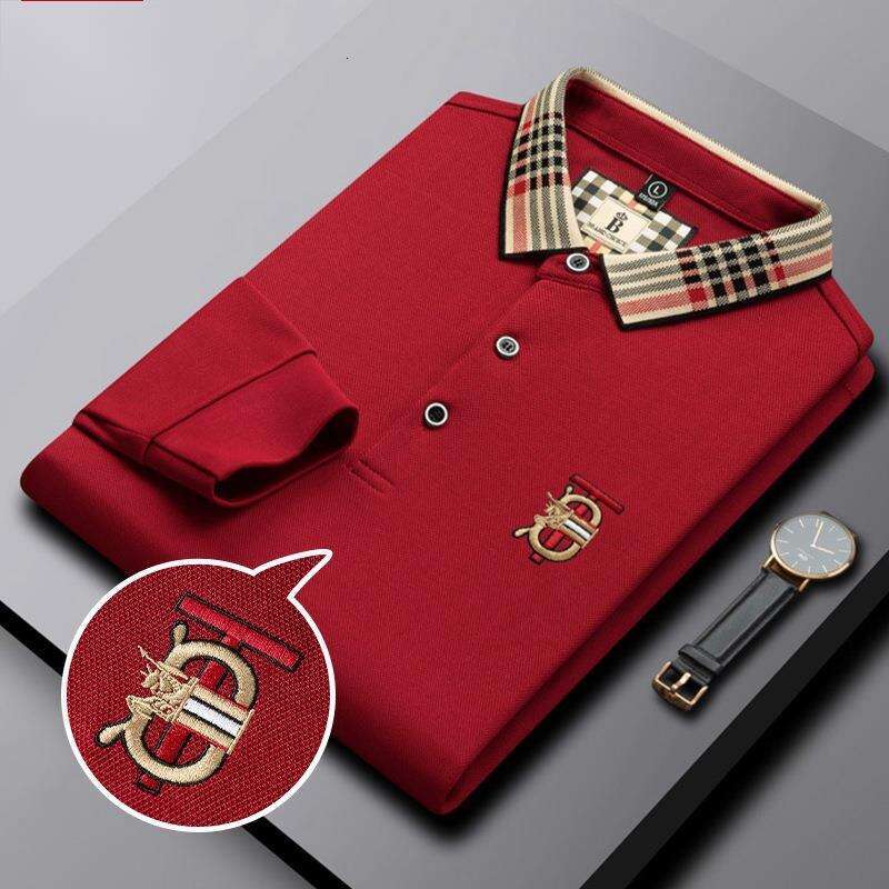Clothing 2026 New Men Autumn Solid Color Embroidered Long Sleeve T-Shirt Daily Casual Slim Fit Business Men's Polo Shirt A