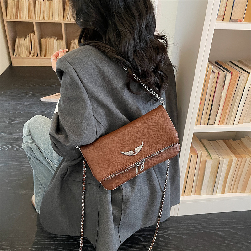 New Style Small Square Bag Woman New Style Fashionable Simple Chain Bag Senior Sense Shoulder Bag Retro Cross Body Bag