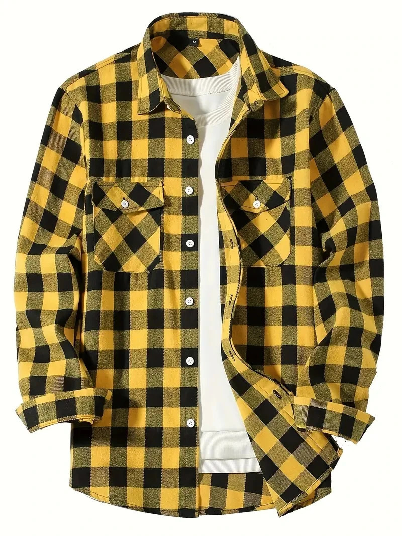 Spring and Autumn Fashion Long Sleeve Mens Shirt Brushed Red Plaid Business Leisure Fit Flannel No iron 260413