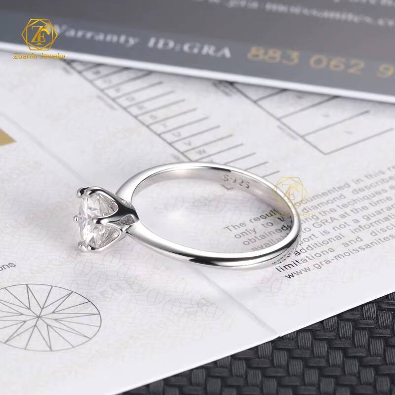 Fast Shipping 14K Solid Gold Classic Engagement Wedding Ring for Women 1CT Moissanite with Round Brilliant Cut Diamond