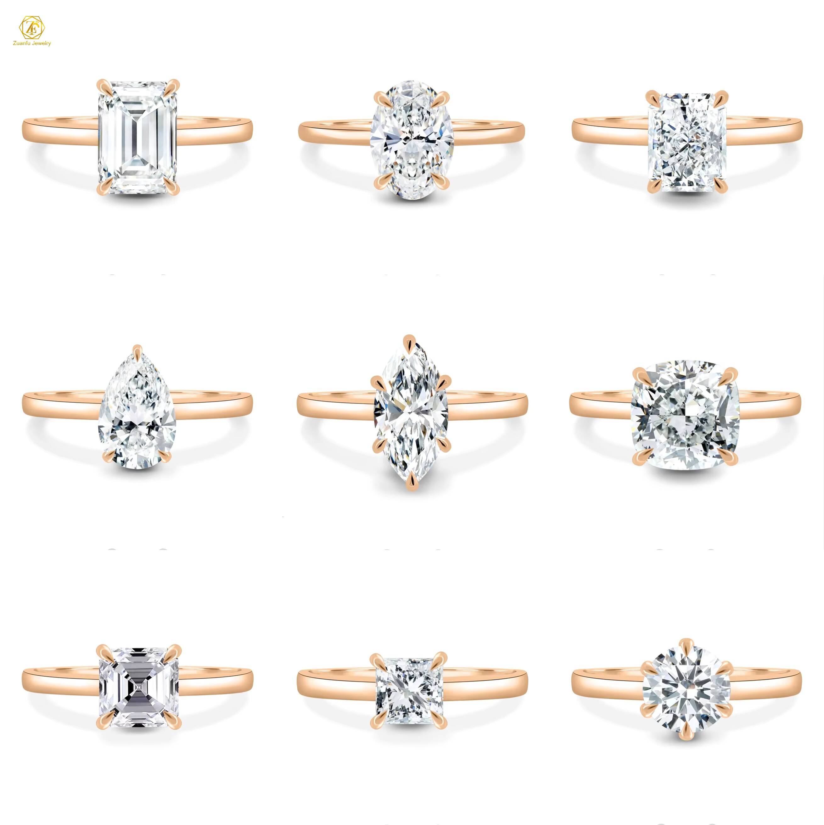 Custom Radiant Moissanite 4CT 8x10mm Ring 18k Rose Solid Gold Moissanite Diamond Mosan Ring for Women