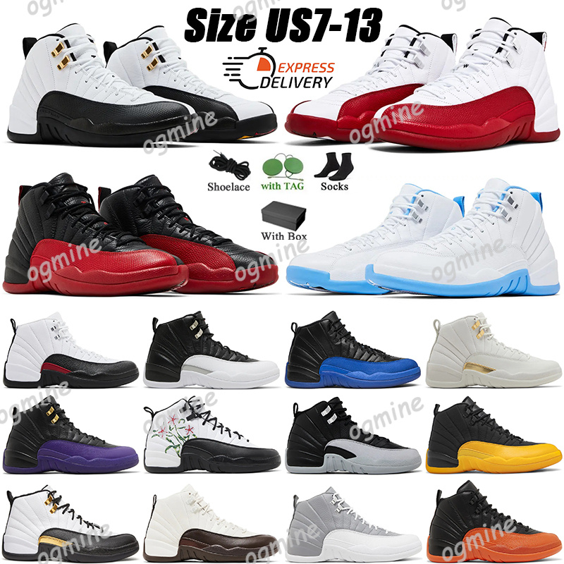 With Box 12s Basketball Shoes for Men 12 Taxi Cherry Wolf Grey Red Game Royal Lavender Blue Sports Mens Trainers Sneakers Designer Sneaker US7-13