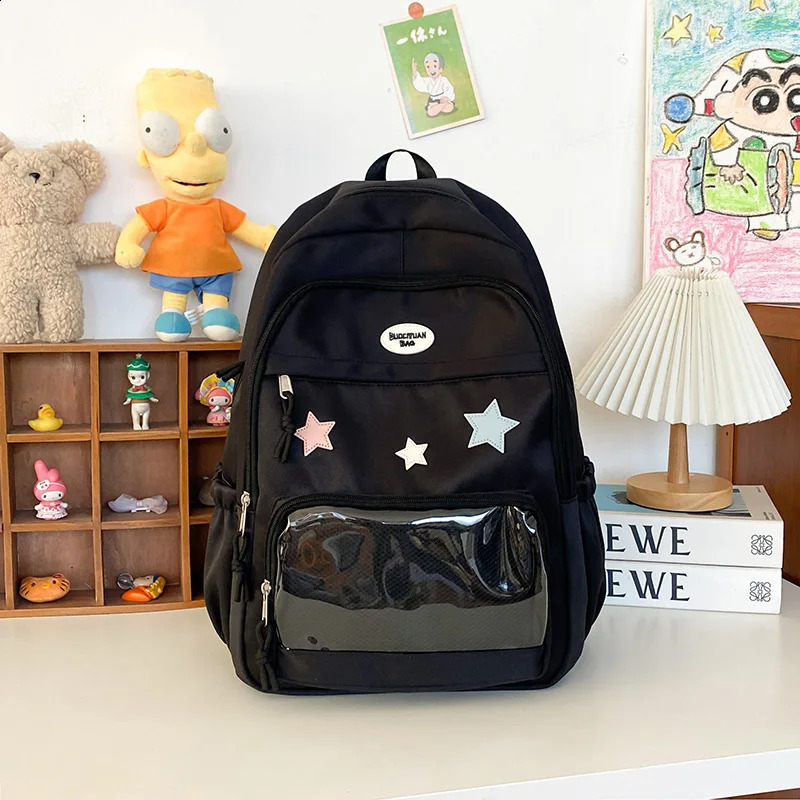 Japanese Y2k Aesthetic Star Transparent Backpack Women Students Casual Kawaii Schoolbag Girl Highcapacity Preppy Backpacks y260615 - view 6
