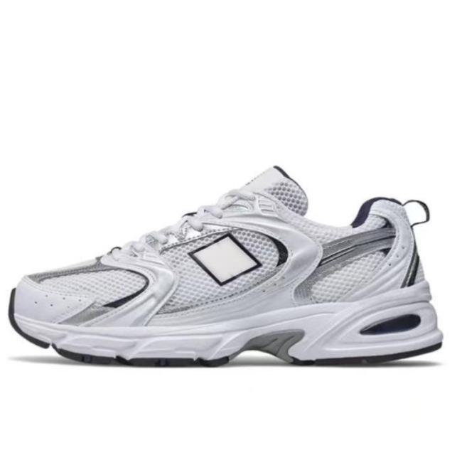 10A Original New 530 Classic Vintage Mesh Fabric Faux Leather Casual Men's and Women's Running Shoes White Silver MR530SG AAAAA