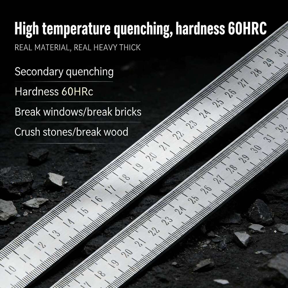 50cm Longquan Ruler Quenched Stainless Steel Car Window Breaker | Industrial Grade Measuring Tool