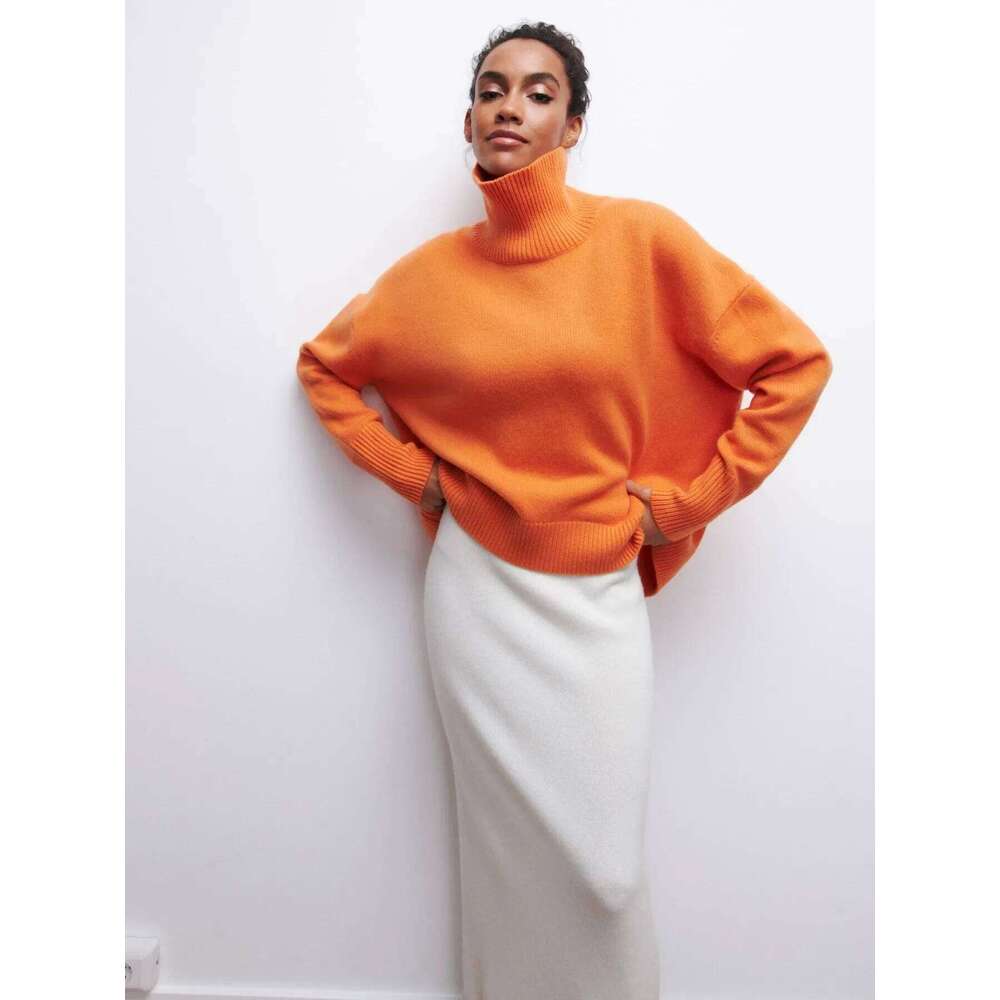 Autumn Women Turtleneck Sweater Oversized Elegant Thick Pullover Black Knitted Spring Female Jumper Long Sleeve Sweaters MAKOUFEI