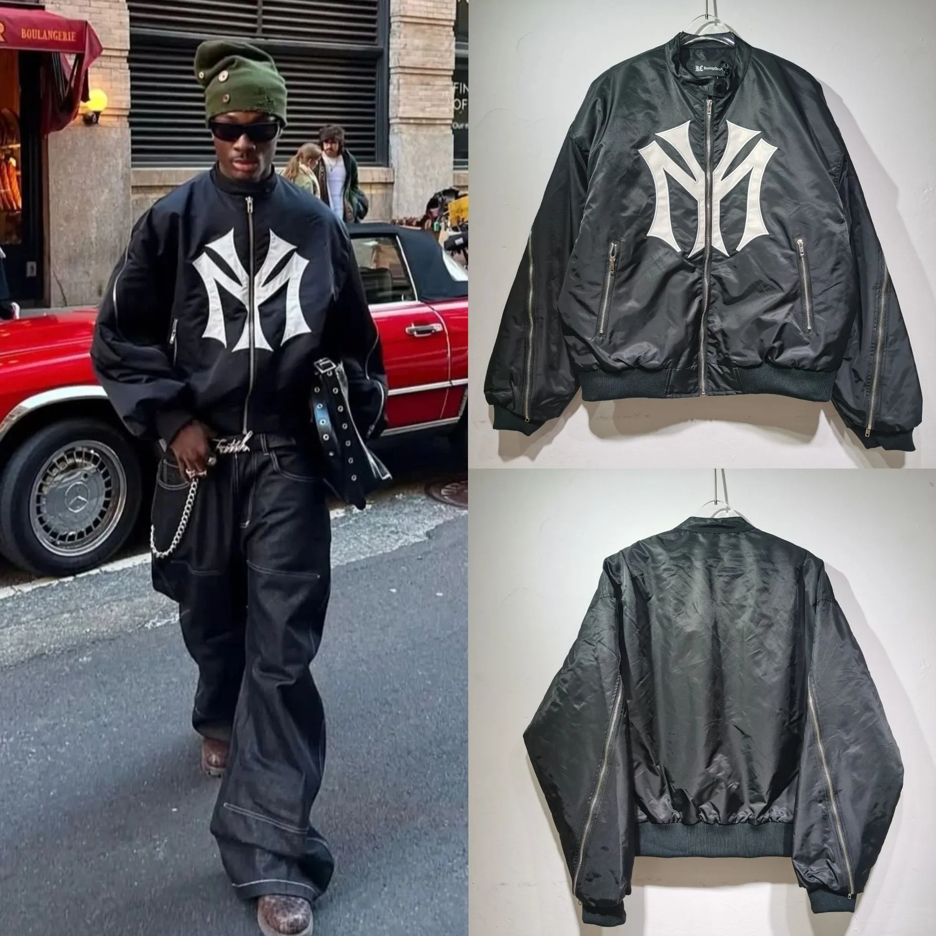Men's Jackets Mowa American Sle Zipper Pilot Jacket Coat Military High-quality Outerwear Casual Loose Fit Long Sve Hip-hop Jacket