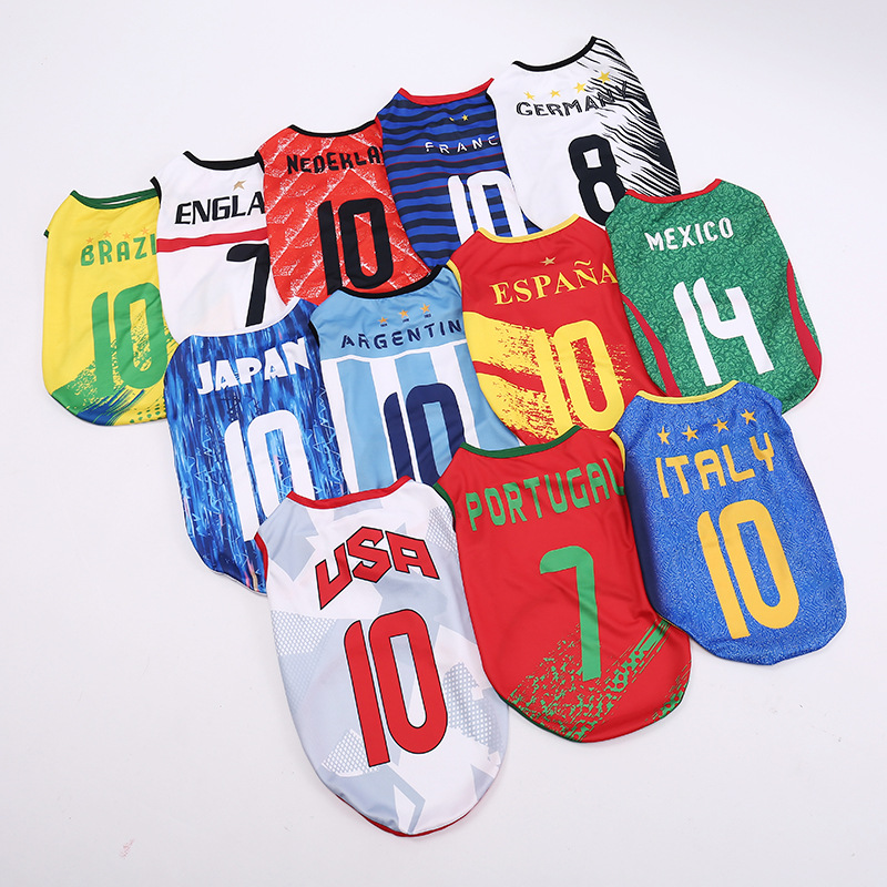 Dog soccer team vest, pets summer puppy clothing, cat clothes, thin mesh fabric, Teddy, Pomeranian, Bichon Frise