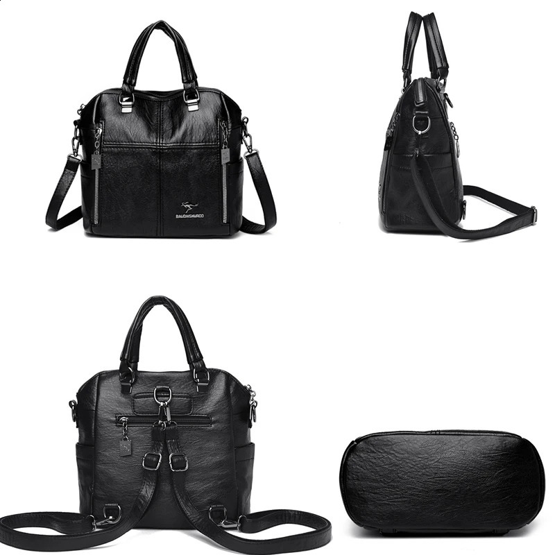 High Quality Leather Backpack Women Shoulder Bags Multifunction Travel Backpack School Bags for Girls Bagpack Mochila 260413 - view 5