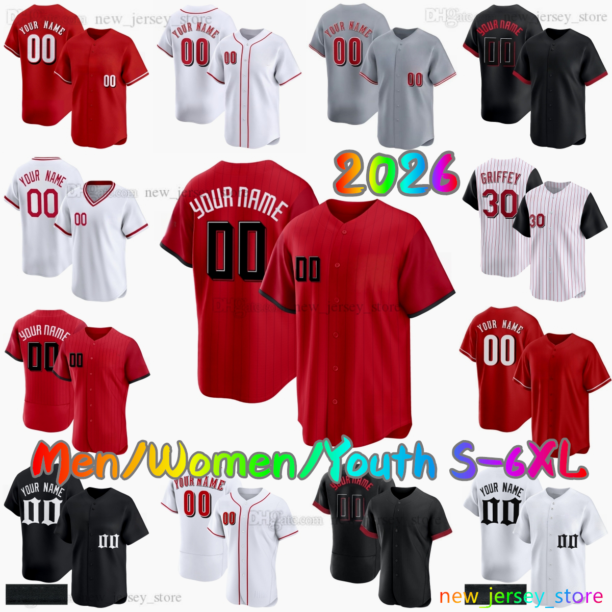 2026 New City Connect 44 Elly De La Cruz Baseball Jersey 37 Tyler Stephenson 9 Matt McLain 28 Eugenio Suarez 7 Spencer Steer 29 TJ Friedl Brady Singer Custom S-6XL Jerseys