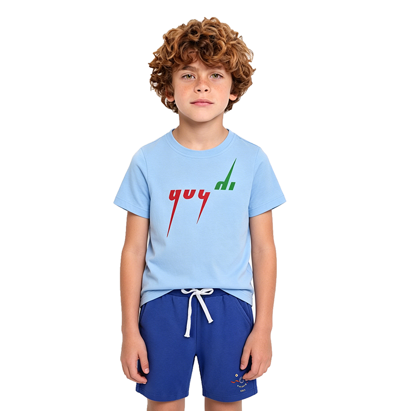 Kids Cotton Short Sleeve tshirt Shorts Set Boys Girls Casual Summer Two Piece Outfit Soft Breathable Lightweight Daily Wear Children Clothing for 1-9 Years Old