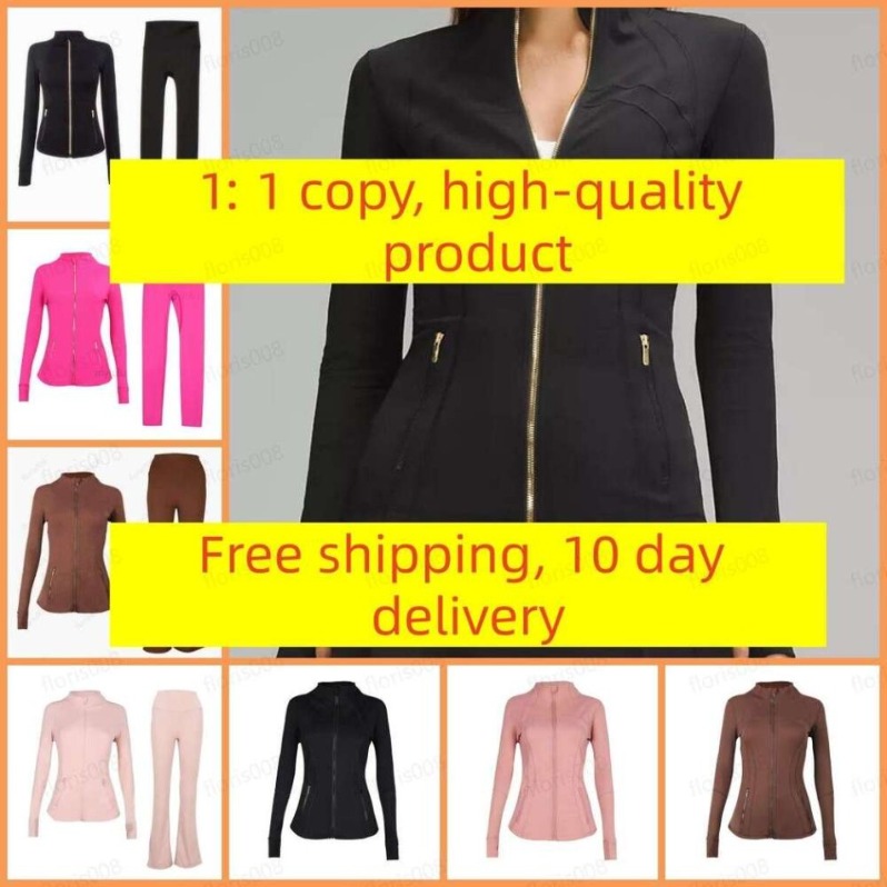 Hot sale Yoga Jacket Women set Define Workout Sport Coat Fitness Sports Quick Dry Activewear Top Solid Zip Up Short jacket High-grade material hsb