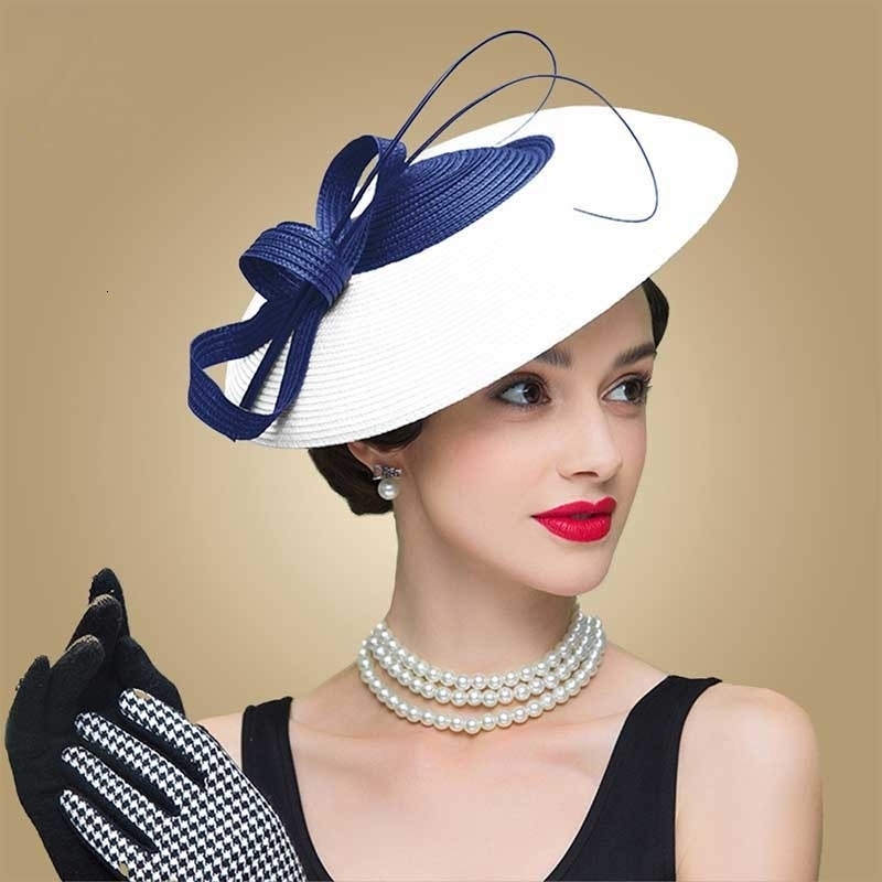 FS Fascinators Black White Weddings Pillbox Hat For Women Church Hat Sraw Fedora Black Wide Ladies Dress Derby Hats 260413