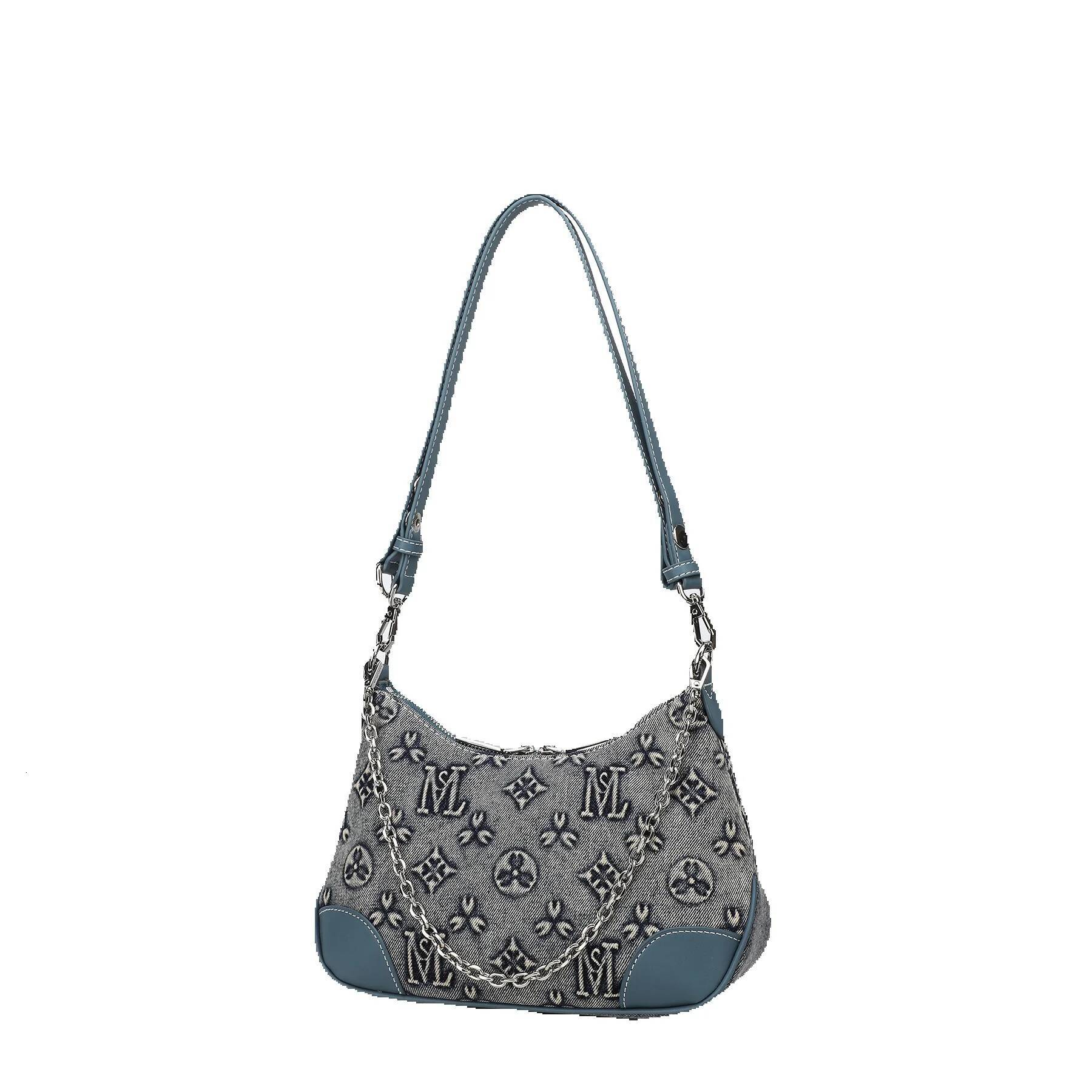 LORDLY KNACK New Niche Design High-End Denim Single Shoulder Underarm Chain Horn Fashion Handheld Crossbody Women's Bag