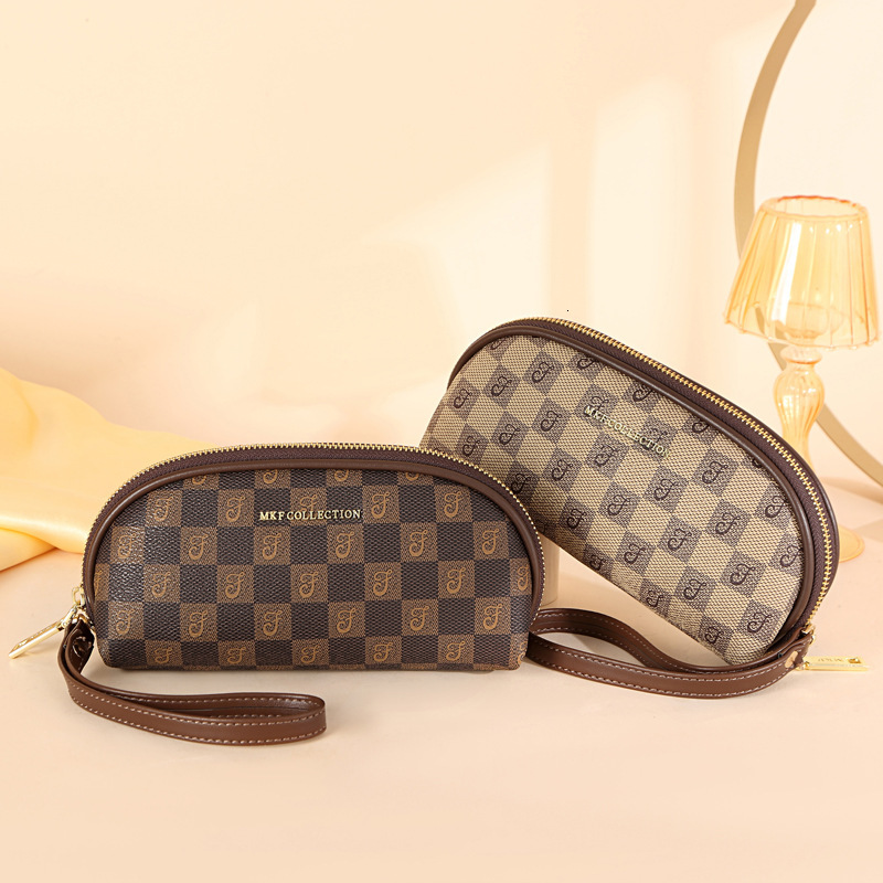 Vintage Checkerboard Print Wristlet Wallet For Women Luxury Zipper Clutch Bag With Wrist Strap For Cosmetics Cards Storage - view 5