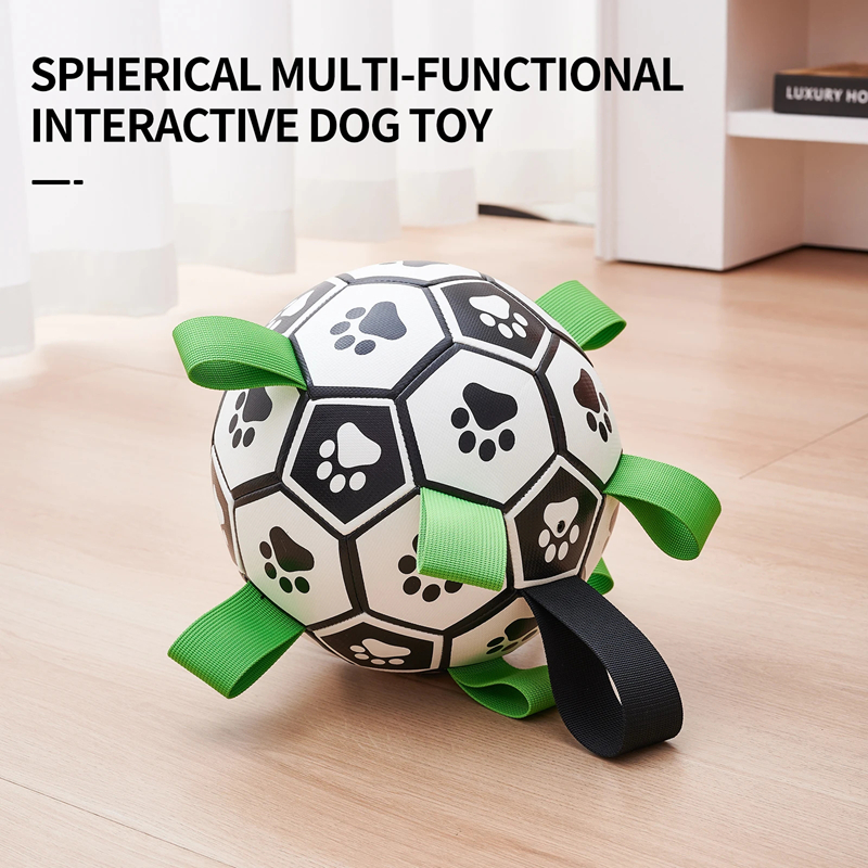 World Cup Dog Toys Soccer Ball with Straps Interactive Dog Toys for Tug of War Puppy Birthday Gifts Dog Water Toy Pet Tug Toy Durable Pet Balls for Sm
