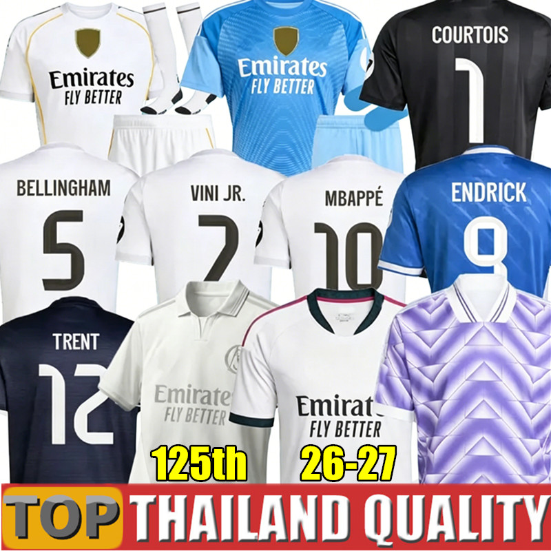 25 26 27 MBAPPE BELLINGHAM VINI JR 125th anniversary soccer jerseys real valverde TRENT GONZALO 2025 2026 football shirt Camisetas MaDrIdS men kids ENDRICK HUIJSEN