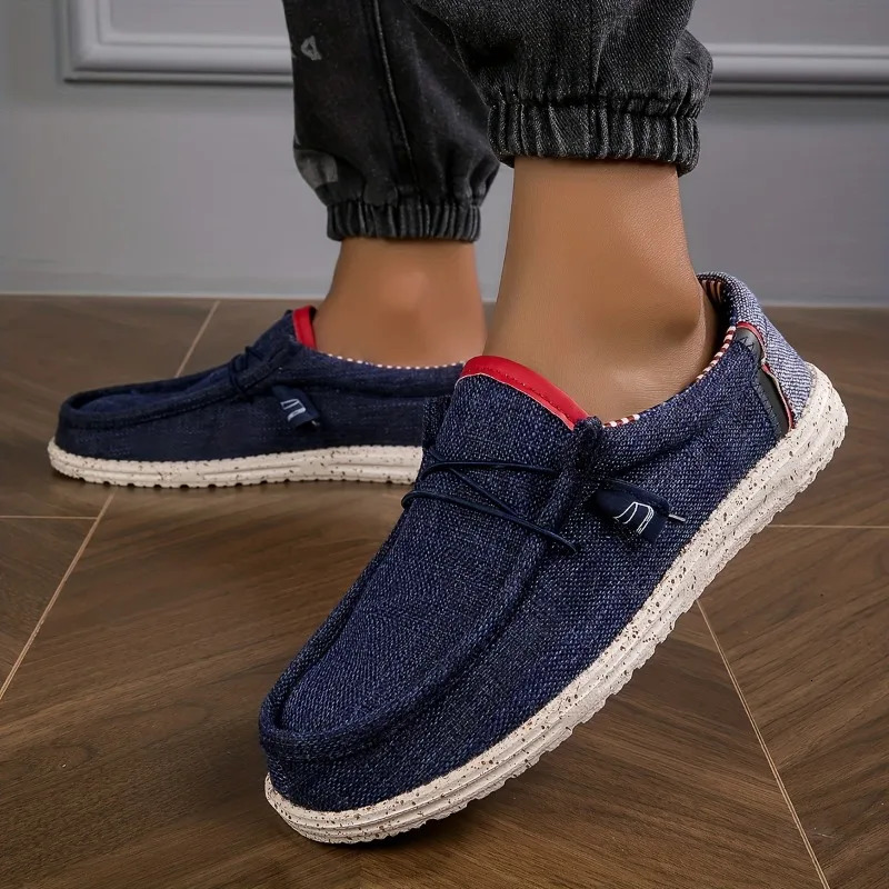 Mens Shoes Canvas Loafers Comfortable Breathable Casual Driving Vulcanized Flat Men Walking 260407