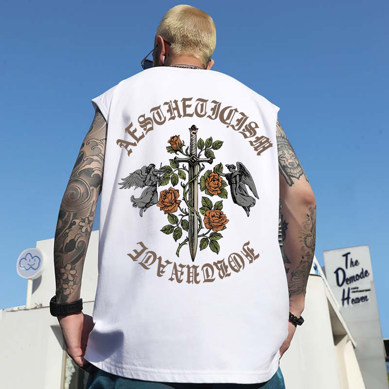Summer Men's Trendy Printed Tank Tops | Oversized Lightweight Wide-Shoulder Athletic Sleeveless Tees for Big & Tall