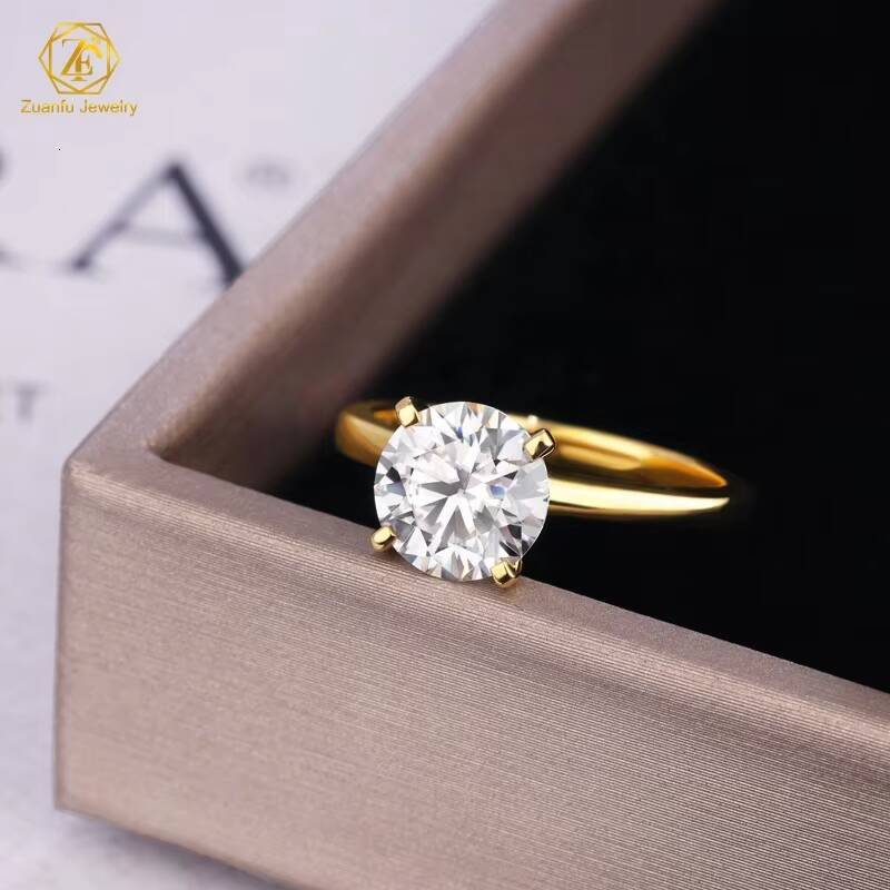 Classics Design Moissanite Ring 8mm 2ct Womens 925 Sterling Silver Wedding Jewelry Party Gift Elegant Stone 925 Sterling Silver