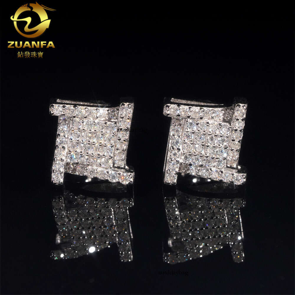 Fashionable highend 925 silver moissanite square earrings for men women versatile and stylish pass diamond tester