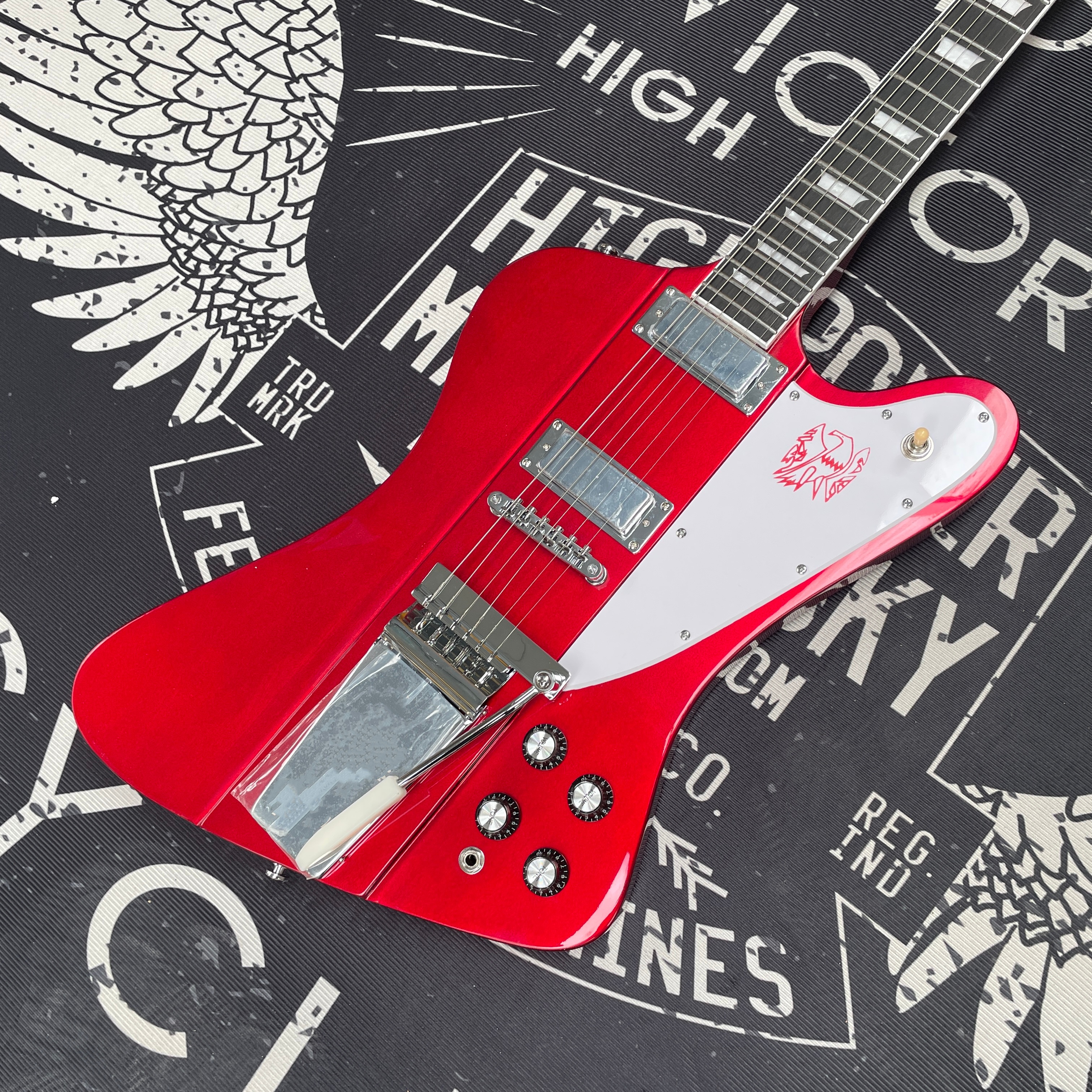6-string electric guitar, wine red vintage Firebird-shaped guitars, dual pickups stage performance rock guitarra, free shipping