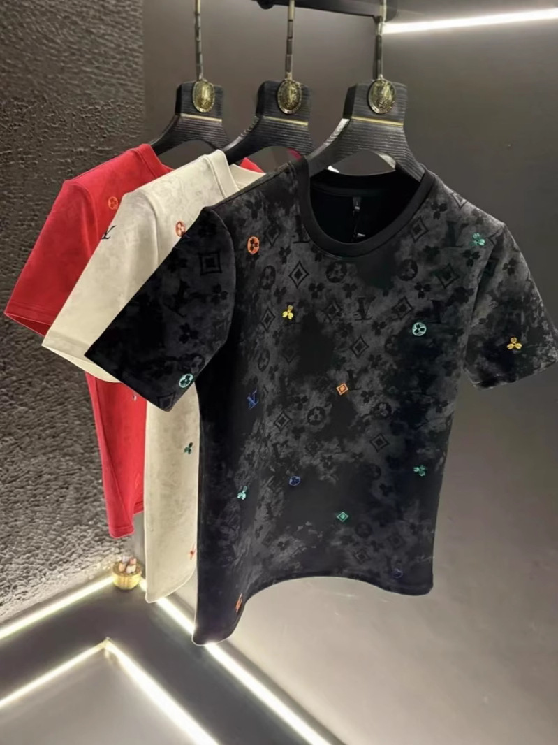 Free shipping luxury Men's T-Shirts Fashionable and simple solid color men's short sleeved casual base shirt